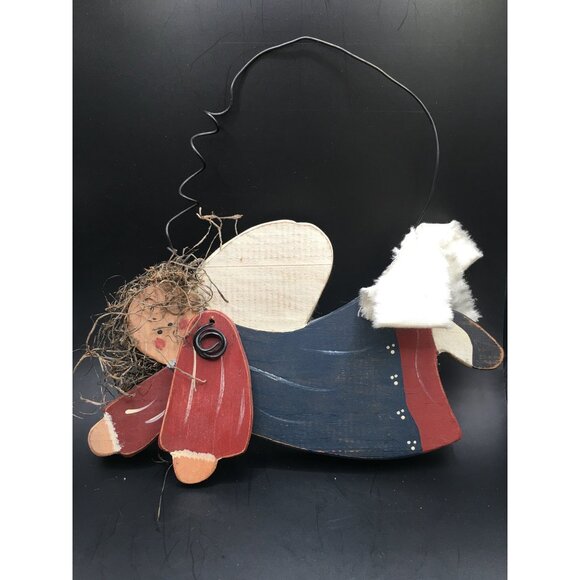 Vintage Handmade Wood Angels Ornaments with Wire Christmas Holiday Decor SET - Picture 11 of 15